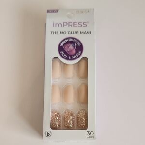 🌸4/$30🌸 imPRESS Beige and Gold Sparkle Press-On Nails